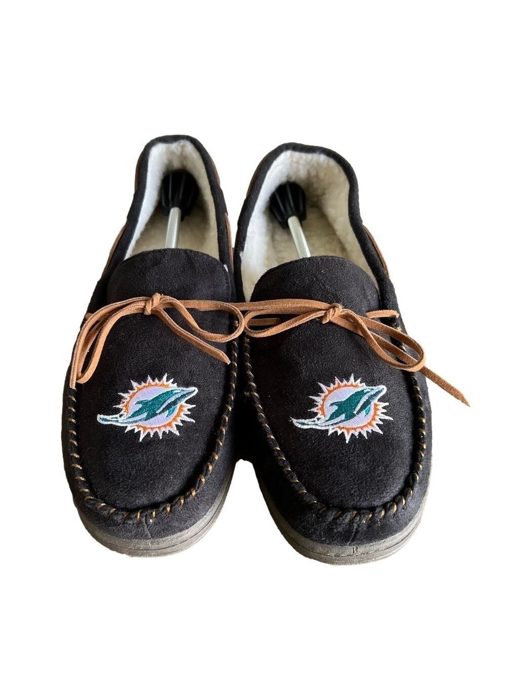FOCO Lined Miami Dolphin Men’s Slippers Size Large (11-12) #B1894A